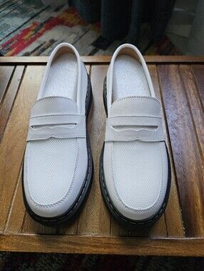 Women's White Loafers With Mesh Insert Detailing